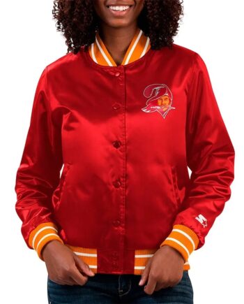 Tampa Bay Buccaneers Full Count Red Varsity Satin Jacket - Modajacket