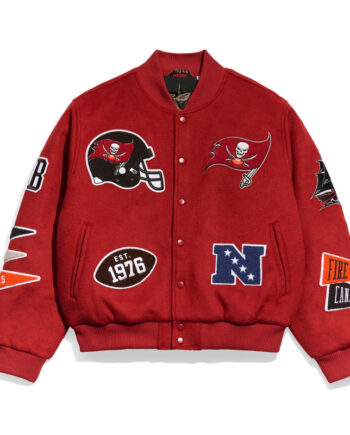 Tampa Bay Buccaneers Pennant Red Varsity Wool Jacket - Modajacket