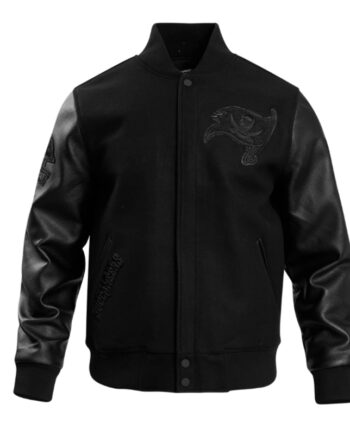 Tampa Bay Buccaneers Triple Black Varsity Wool/Leather Jacket - Modajacket