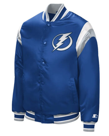 Tampa Bay Lightning Shut Out Royal Varsity Satin Jacket - Modajacket