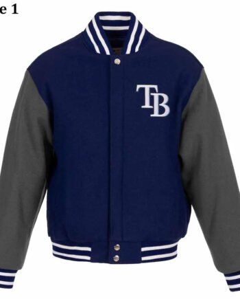 Tampa Bay Rays Varsity Gray and Navy Wool Jacket - Modajacket