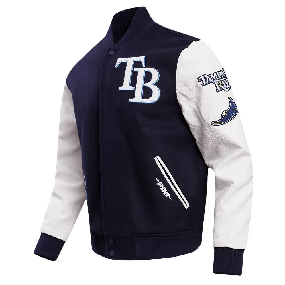 Tampa Bay Rays Varsity Navy & White Jacket 2 Tampa Bay Rays Varsity Navy & White Jacket