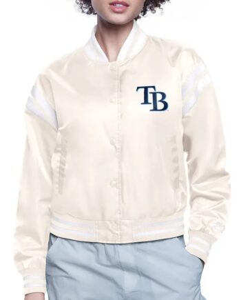 Tampa Bay Rays Printed Logo Varsity Satin Jacket - Modajacket
