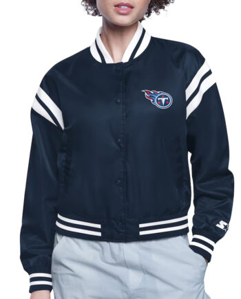 Tennessee Titans Printed Logo Varsity Satin Jacket - Modajacket
