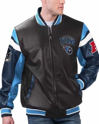 Tennessee Titans Black Varsity Full-Zip Leather Jacket - Modajacket