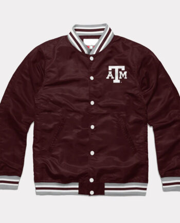 Texas A&M Aggies Wine Varsity Satin Jacket - Modajacket