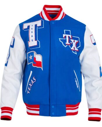 Texas Rangers Mashup Royal and White Varsity Jacket - Modajacket