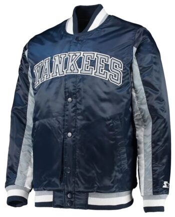 NY Yankees Navy The Ace Satin Jacket - Modajacket