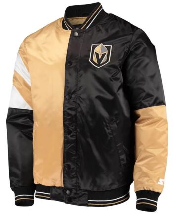Vegas Golden Knights The Leader Black/Gold Varsity Satin Jacket - Modajacket