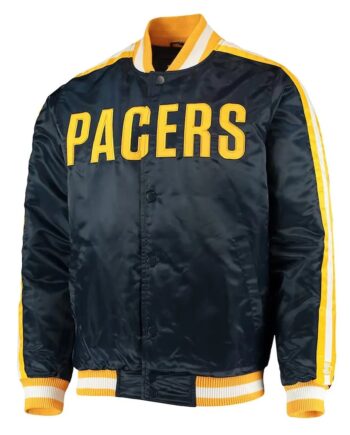 Indiana Pacers The Offensive Navy Varsity Satin Jacket - Modajacket