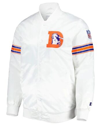 Denver Broncos The Power Forward White Satin Jacket - Modajacket