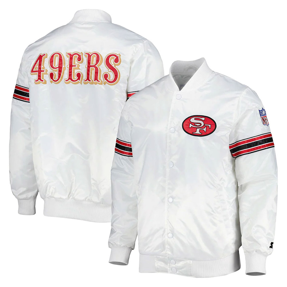 The Power Forward San Francisco 49ers White Satin Jacket 3 The Power Forward San Francisco 49ers White Satin Jacket