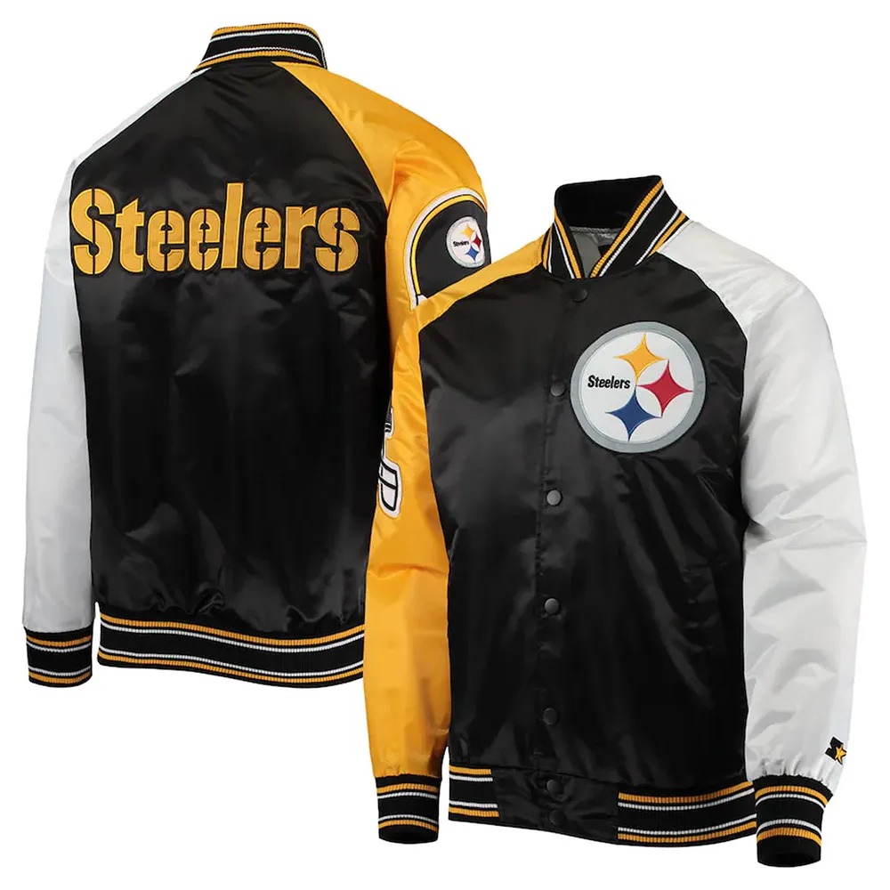 The Reliever Pittsburgh Steelers Varsity Satin Jacket 3 The Reliever Pittsburgh Steelers Varsity Satin Jacket