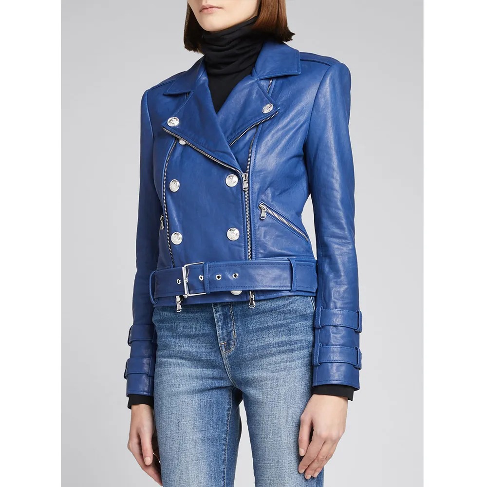 Renee Rapp The Sex Lives of College Girls S02 Moto Blue Leather Jacket 4 Renee Rapp The Sex Lives of College Girls S02 Moto Blue Leather Jacket