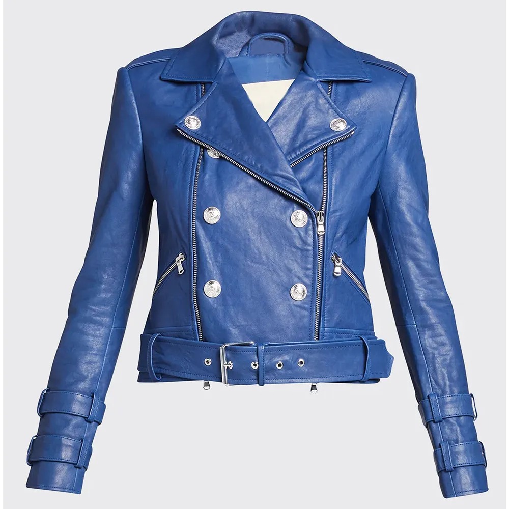 Renee Rapp The Sex Lives of College Girls S02 Moto Blue Leather Jacket 3 Renee Rapp The Sex Lives of College Girls S02 Moto Blue Leather Jacket