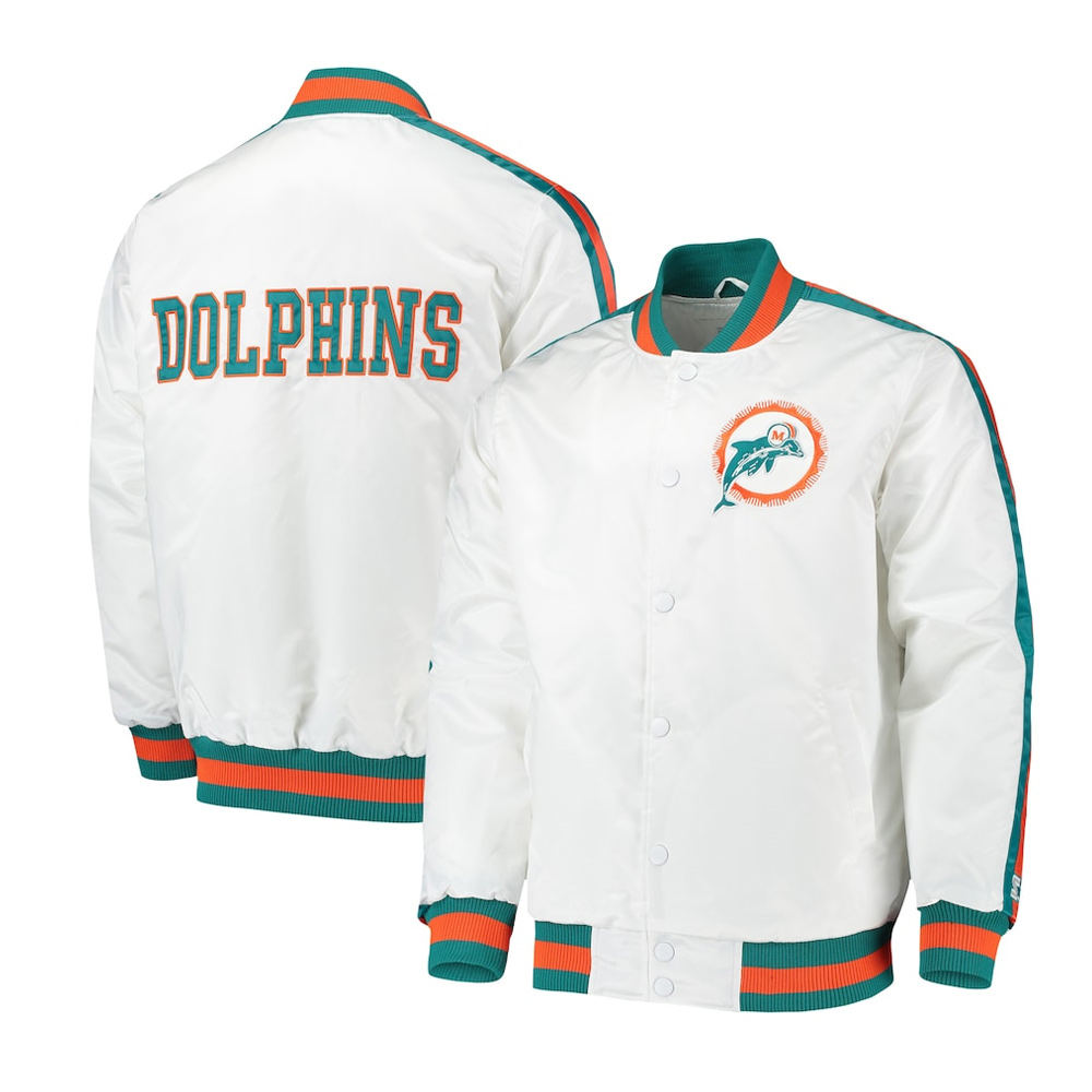 Throwback D-Line Miami Dolphins White Jacket 3 Throwback D-Line Miami Dolphins White Jacket