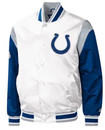 Indianapolis Colts Throwback White Satin Varsity Jacket - Modajacket
