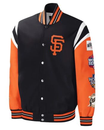 San Francisco Title Holder Black/Orange Varsity Satin Jacket - Modajacket
