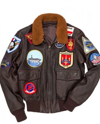 Top Gun Tom Cruise Bomber Leather Jacket with Removable Fur - Modajacket
