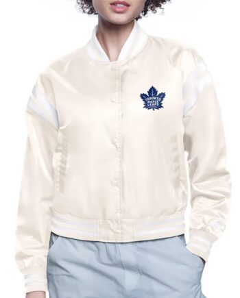 Toronto Maple Leafs Printed Logo Varsity Satin Jacket - Modajacket