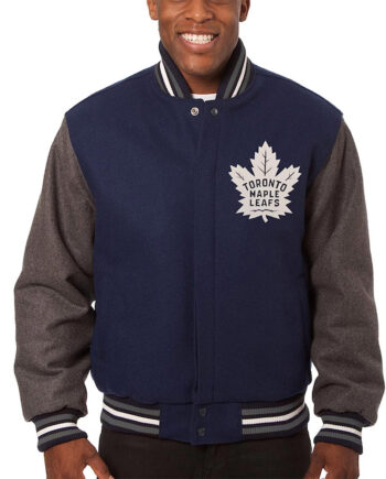 Toronto Maple Leafs Navy Gray Varsity Wool Jacket - Modajacket