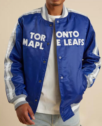 Toronto Maple Leafs Royal Blue Satin Varsity Jacket - Modajacket