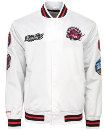 Toronto Raptors City Collection White Varsity Satin Jacket - Modajacket