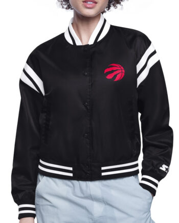 Toronto Raptors Printed Logo Varsity Satin Jacket - Modajacket