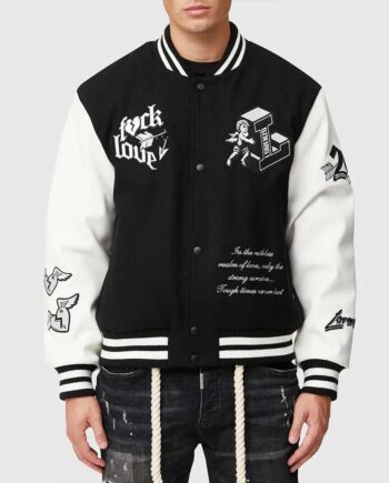 Tough Love Black and White Varsity Jacket - Modajacket