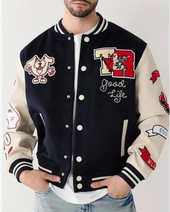 True Religion Spliced Varsity Jacket - Modajacket