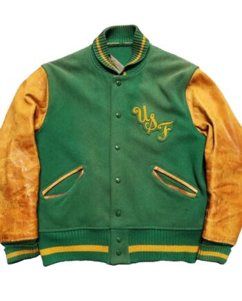 USF Green and Tan Varsity Jacket - Modajacket