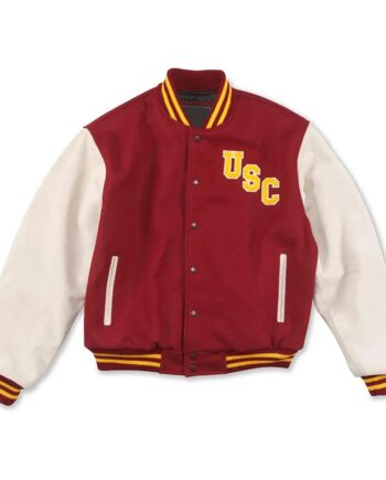 USC Trojans Varsity Cardinal and White Jacket - Modajacket