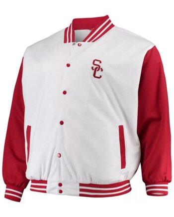 USC Trojans Team Varsity Satin Red and White Jacket - Modajacket
