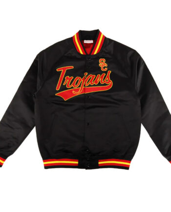 USC Trojans Script Black Lightweight Satin Jacket - Modajacket