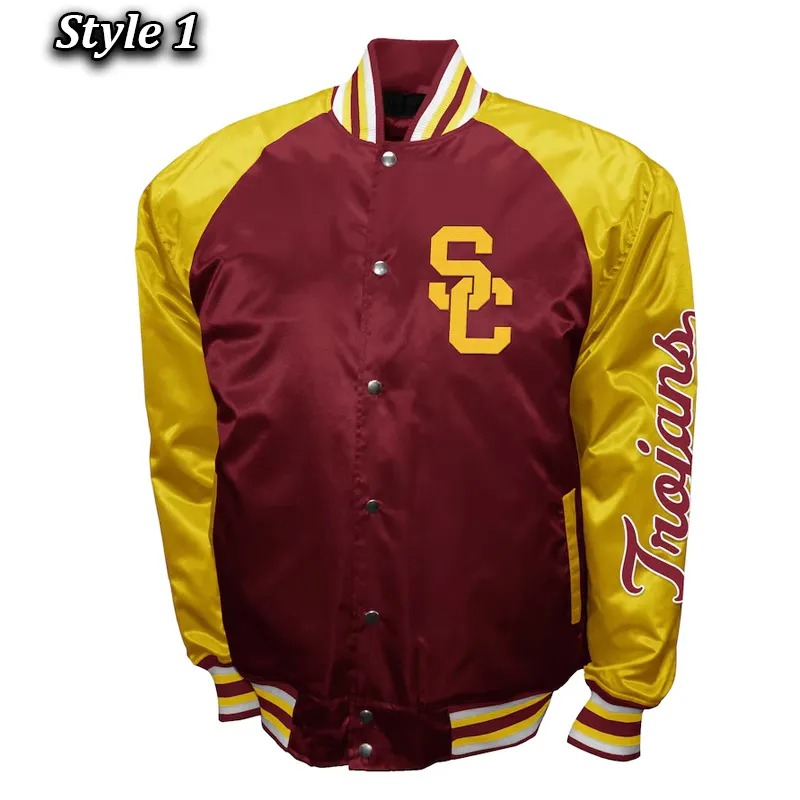 USC Trojans The Game Red Satin Baseball Jacket 1 USC Trojans The Game Red Satin Baseball Jacket - Modajacket