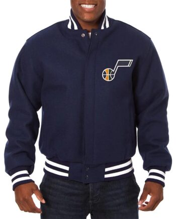 Utah Jazz Varsity Navy Blue Wool Jacket - Modajacket