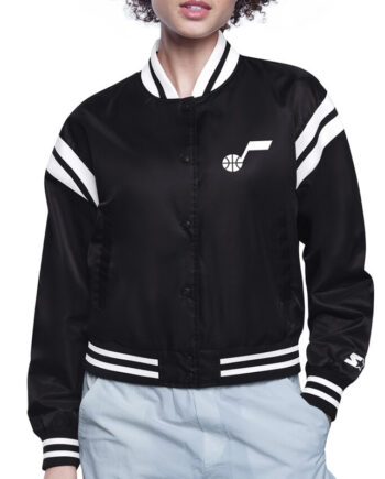 Utah Jazz Printed Logo Varsity Satin Jacket - Modajacket