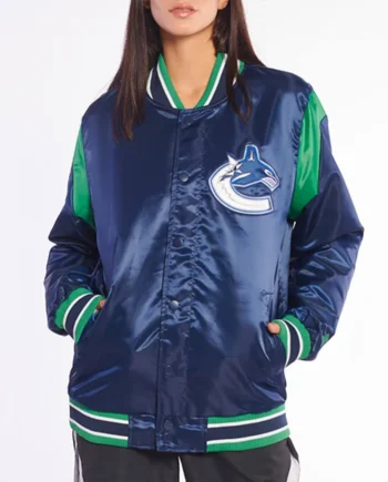 Vancouver Canucks Teddy Blue Satin Jacket - Modajacket