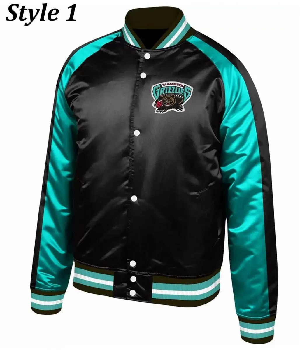Vancouver Grizzlies Varsity Aqua Green and Black Jacket 1 Vancouver Grizzlies Varsity Aqua Green and Black Jacket - Modajacket