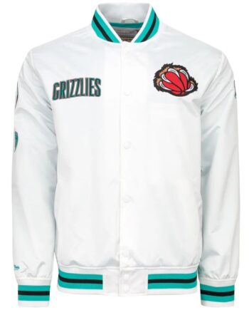 Vancouver Grizzlies City Collection White Varsity Satin Jacket - Modajacket