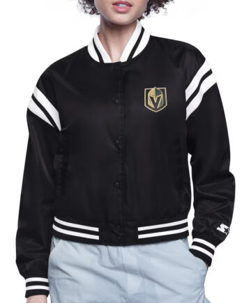Vegas Golden Knights Printed Logo Varsity Satin Jacket - Modajacket