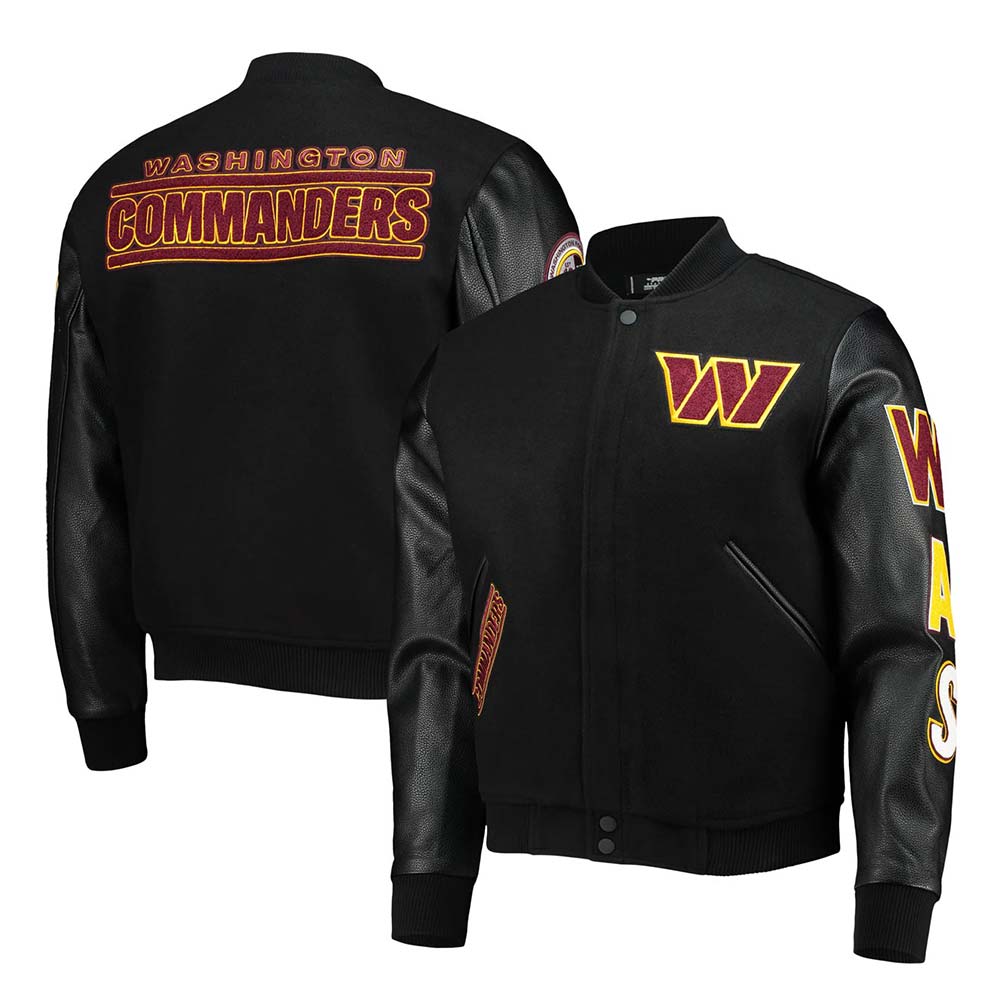 Washington Commanders Black Letterman Jacket 3 Washington Commanders Black Letterman Jacket