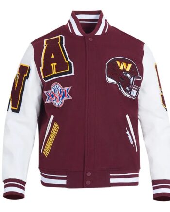 Washington Commanders Mashup Rib Varsity Wool/Leather Jacket - Modajacket