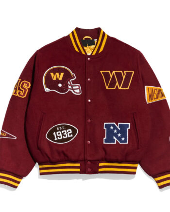 Washington Commanders Pennant Burgundy Varsity Wool Jacket - Modajacket