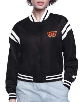 Washington Commanders Printed Logo Varsity Satin Jacket - Modajacket