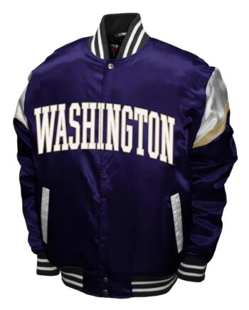 Washington Huskies Power Purple Satin Baseball Jacket - Modajacket