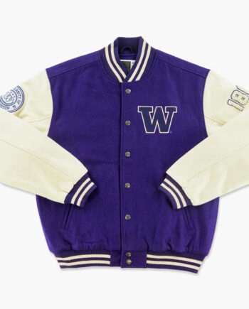 Washington Huskies Melton Purple and White Varsity Jacket - Modajacket