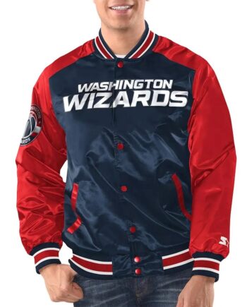 Navy/Red Washington Wizards Renegade Varsity Satin Jacket - Modajacket