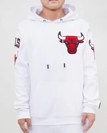 White Chicago Bulls Fleece Hoodie - Modajacket
