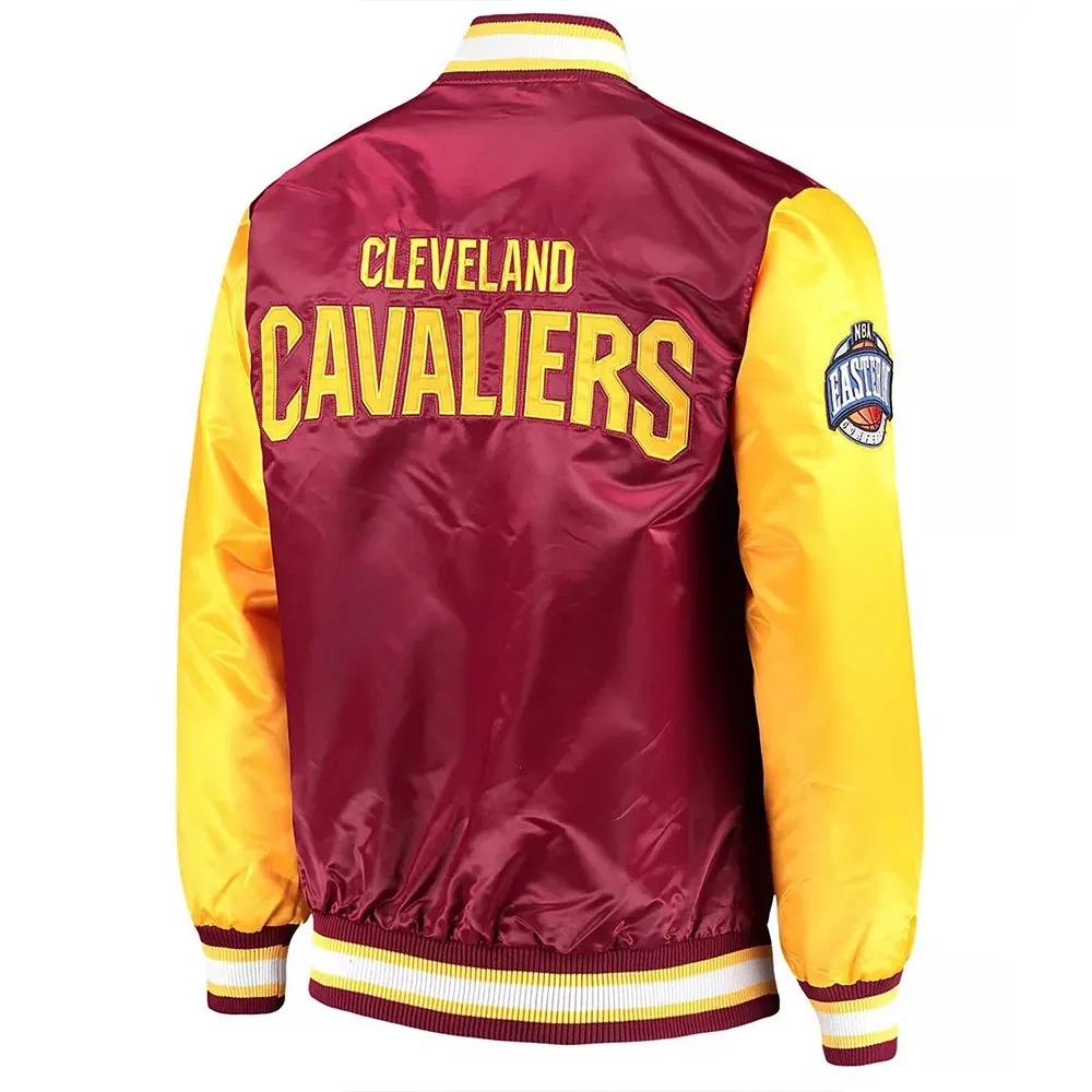 Burgundy Gold Cleveland Cavaliers Varsity Satin Jacket 2 Burgundy Gold Cleveland Cavaliers Varsity Satin Jacket